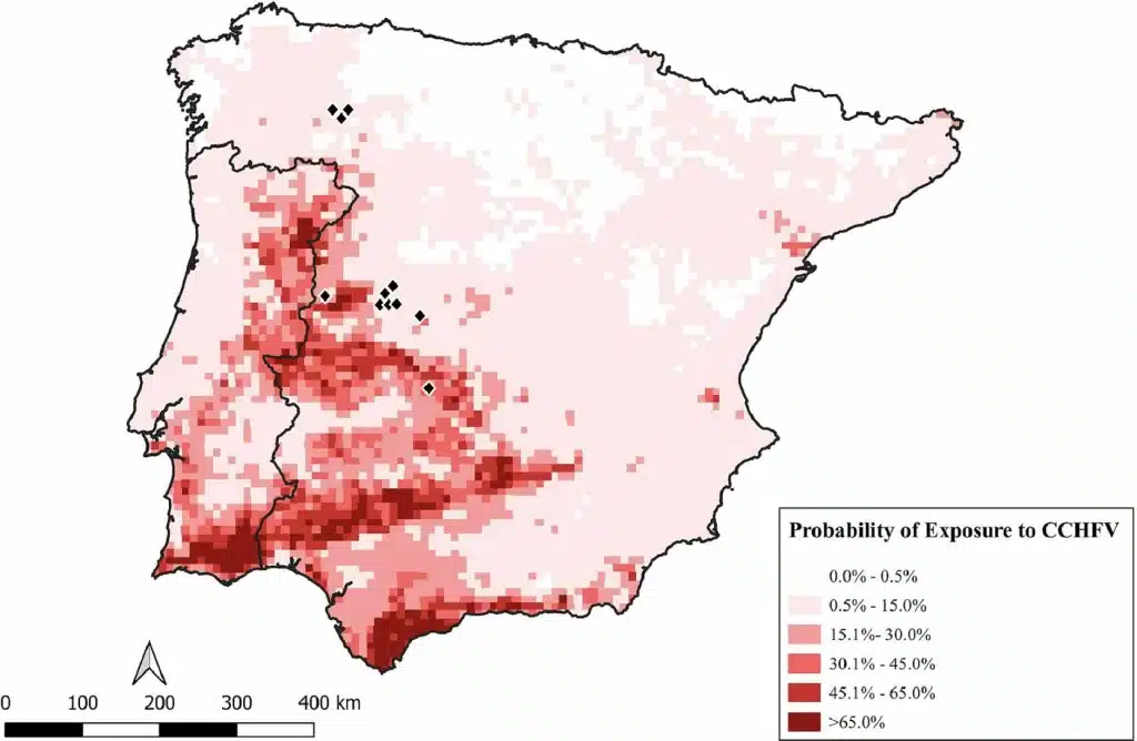 Mapa predictivo del riesgo de exposición al virus de la fiebre hemorrágica de Crimea-Congo en España y Portugal