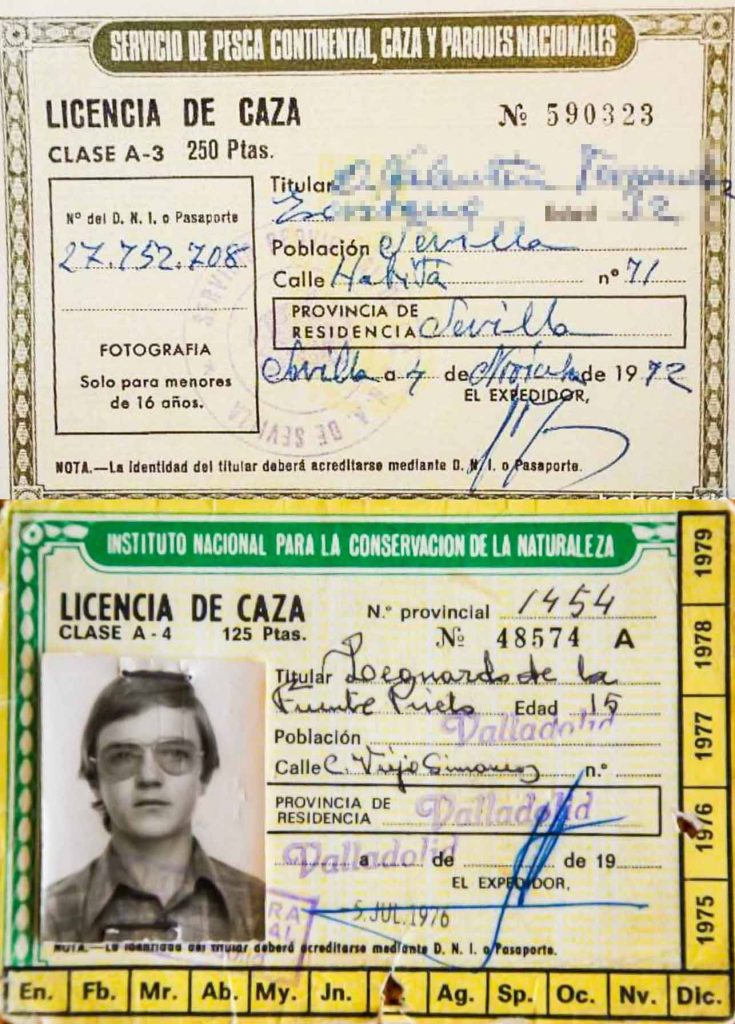 Licencias de caza expedidas en 1970. Abajo, un jovencísimo Leonardo de Lafuente, director de 'A Tenazón', en Radio Marca.