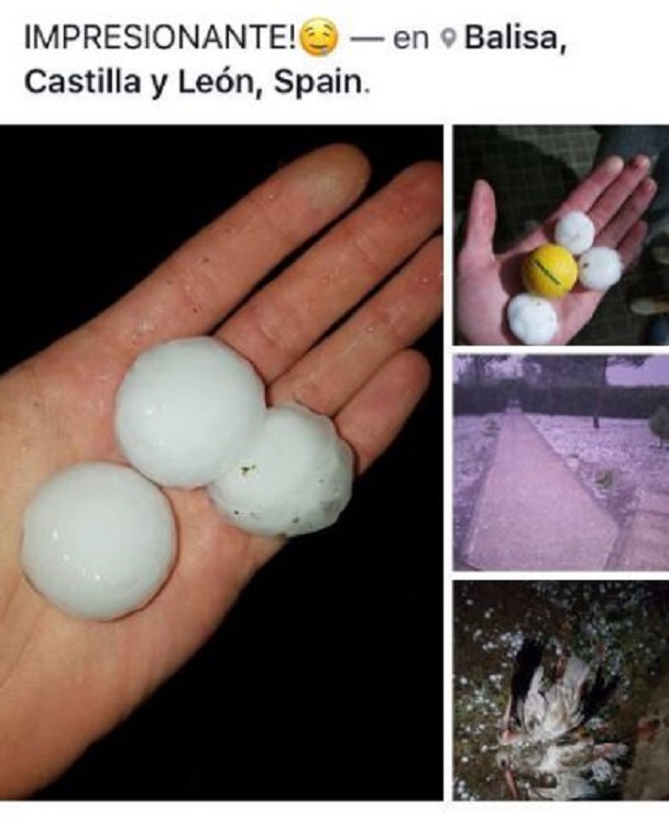 Granizo caídos en Castilla y León / Fotografía: Facebook