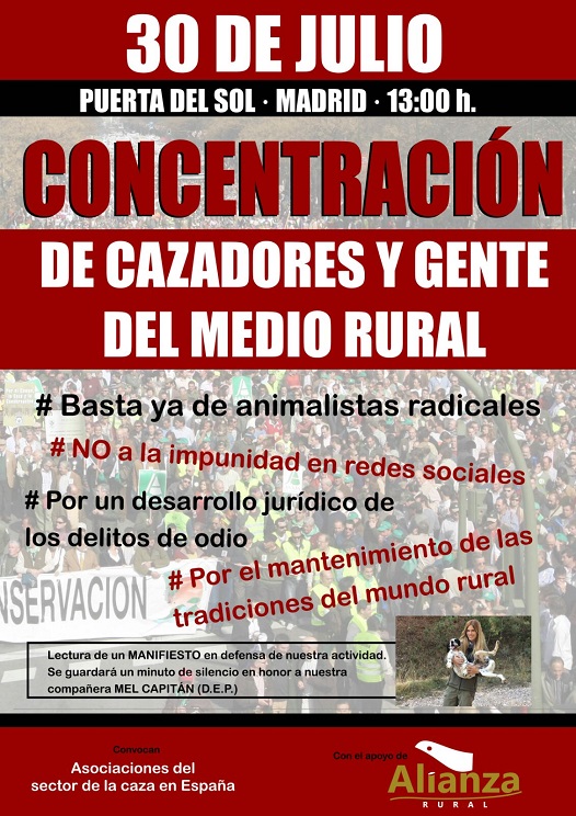 Cartel concentracion cazadores Madrid
