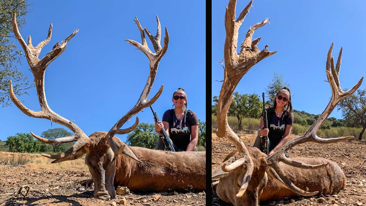Esta joven caza un monstruoso ciervo de 18 puntas y 200 puntos en Cáceres