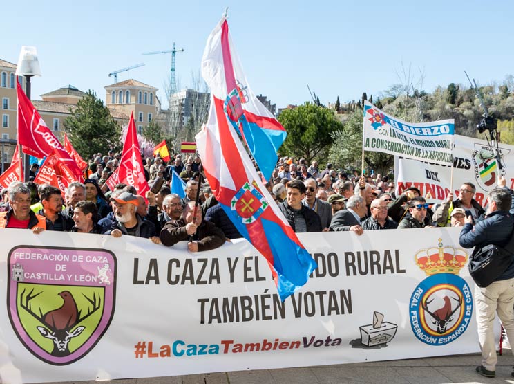Manifestación de cazadores del pasado mes de marzo en Valladolid. /Jara y Sedal