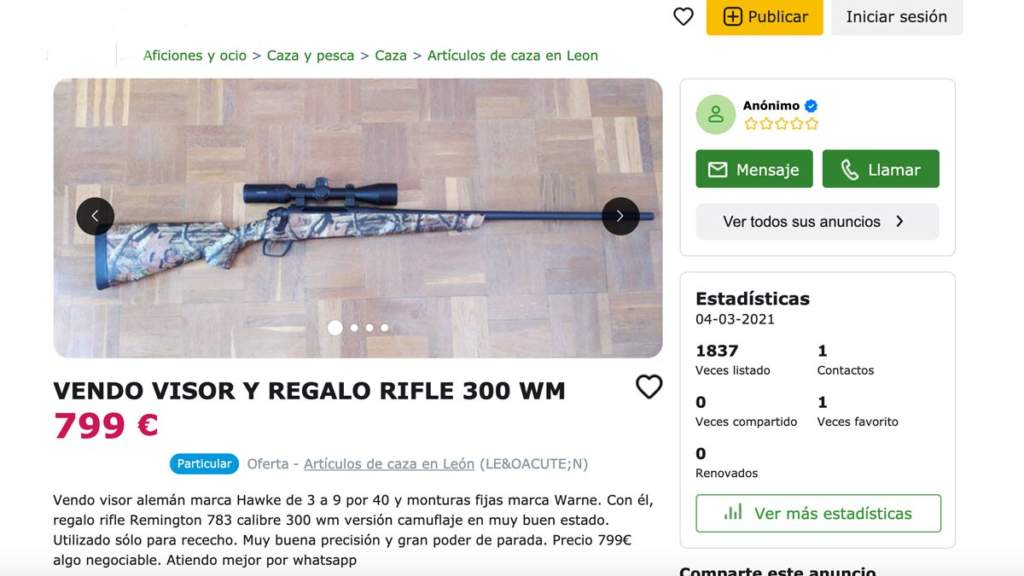 Rifles de caza, Compra Online