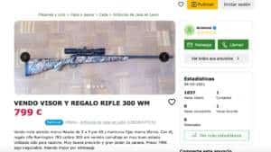 No, no puedes vender un visor y regalar un rifle de caza por Internet
