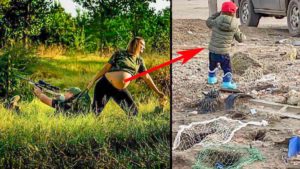 El hijo de la pareja 'embarazada' que se hizo viral hace dos años se llama Lucas y ya caza y pesca