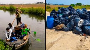 Los cazadores de Alfafar (Valencia) recogen más de 1.200 kilos de basura de un espacio protegido