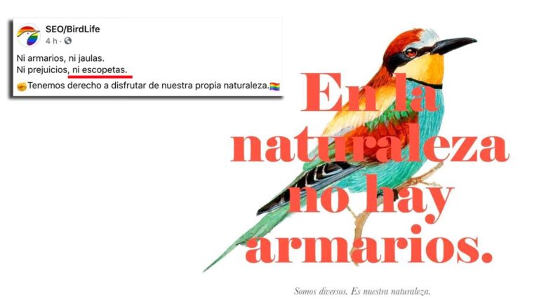 Publicación de SEO/BirdLife aprovechando el día de orgullo LGTB para atacar a la caza. ©Facebook