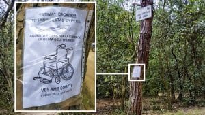 Cuelgan carteles amenazando a los cazadores en Cataluña: «Ten cuidado y piensa en tu familia»