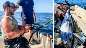 Un joven de Alicante pesca un enorme atún de 275 kilos