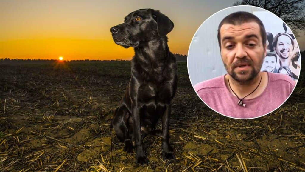 Perro de caza y Sergio García Torres