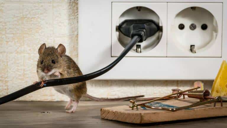 Un ratón en el interior de una casa.