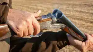 Un cazador con su escopeta paralela.