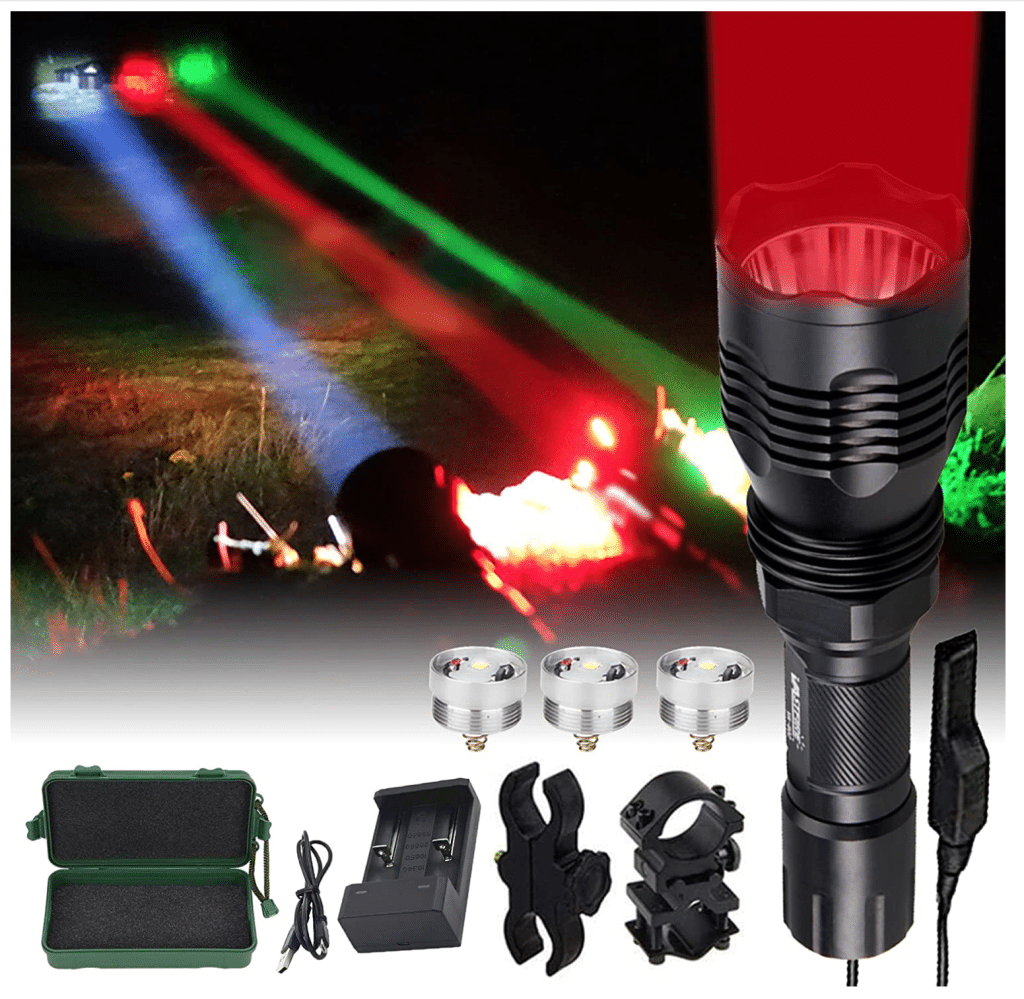 Linterna LED de caza de alta potencia, linterna táctica militar, resistente  al agua, USB, verde/rojo/blanco - AliExpress