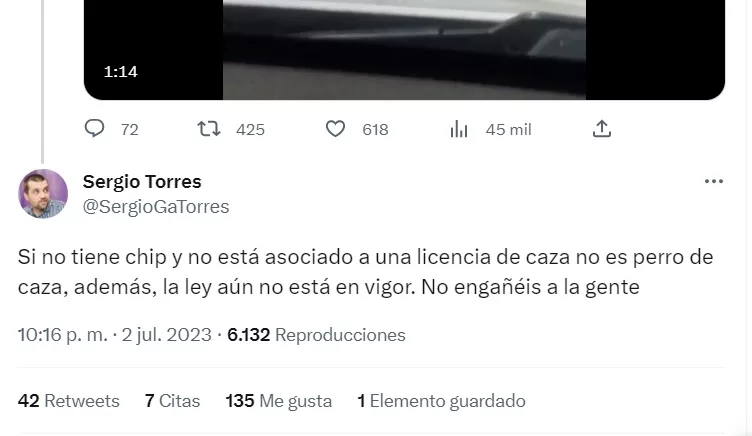 Tweet de Sergio García Torres