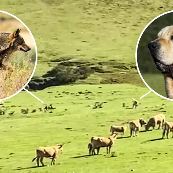 Así reacciona un mastín al ver que un lobo ataca a su ganado en Asturias