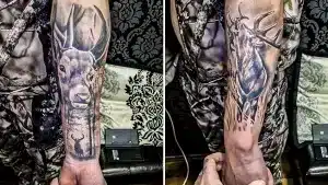 Un joven se tatúa su pasión por la caza del ciervo con este asombroso tatuaje