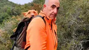 Un cazador rescata de forma heroica a su perro, atrapado en un barranco casi inaccesible de Huesca