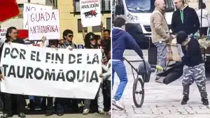 niños torean frente a manifestación antitaurina