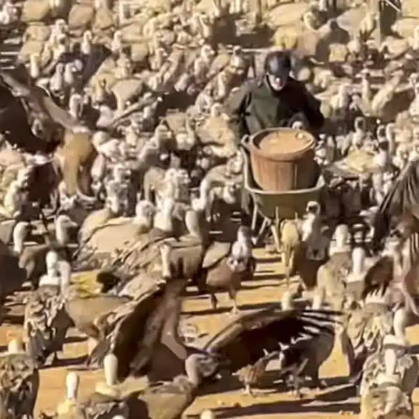 Ejército buitres rodea hombre Teruel