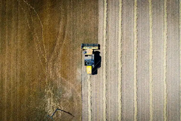 Cosechadora trabajando en un campo de Castilla y León.