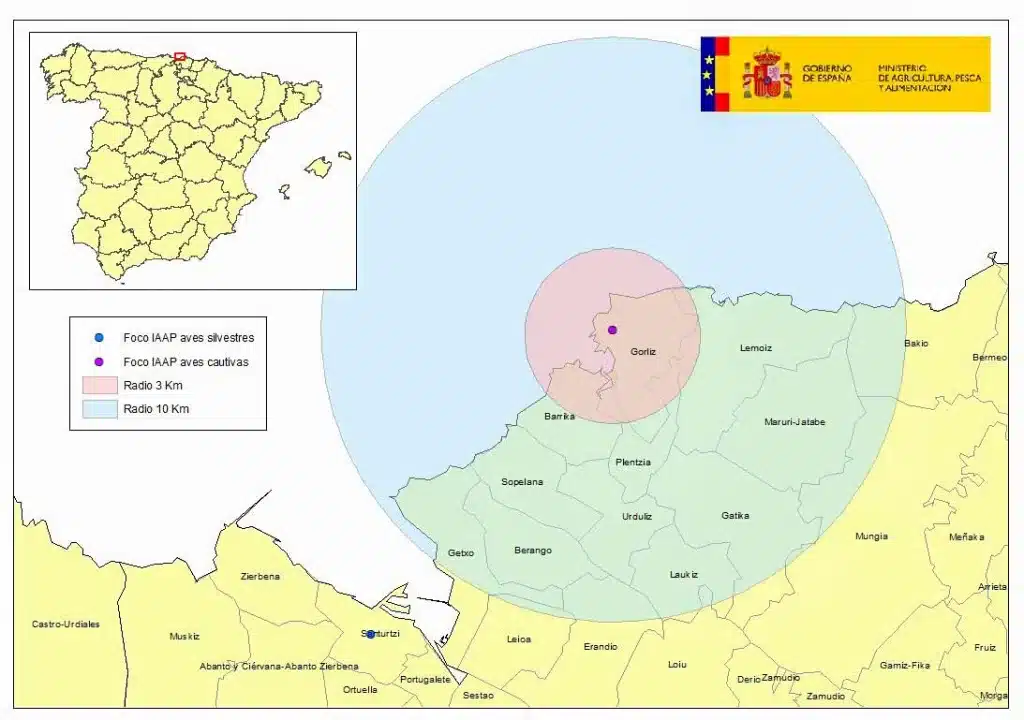 Mapa de la zona de vigilancia actual. 