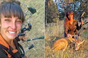 Virginia Caballero, con su corzo.