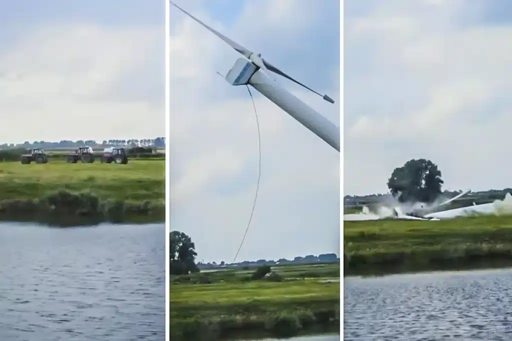 agricultores derriban molino eólico