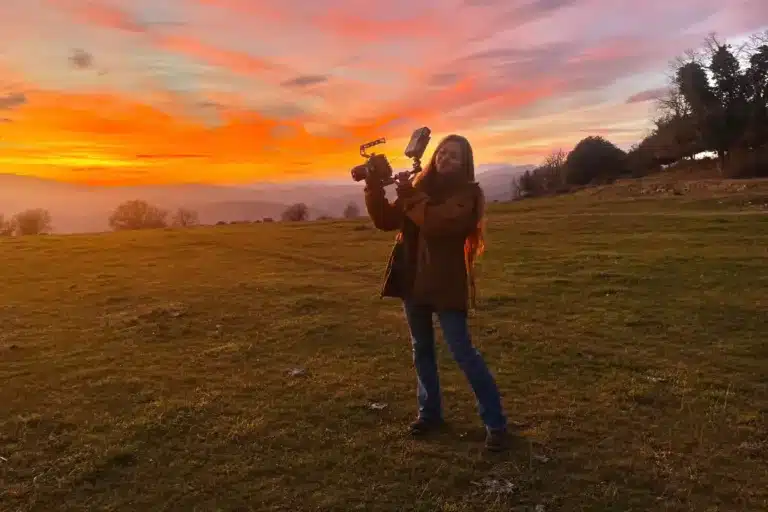 Helena, en otra imagen tomada durante la grabación.