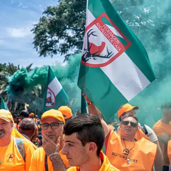 Cazadores andaluces en una manifestación.