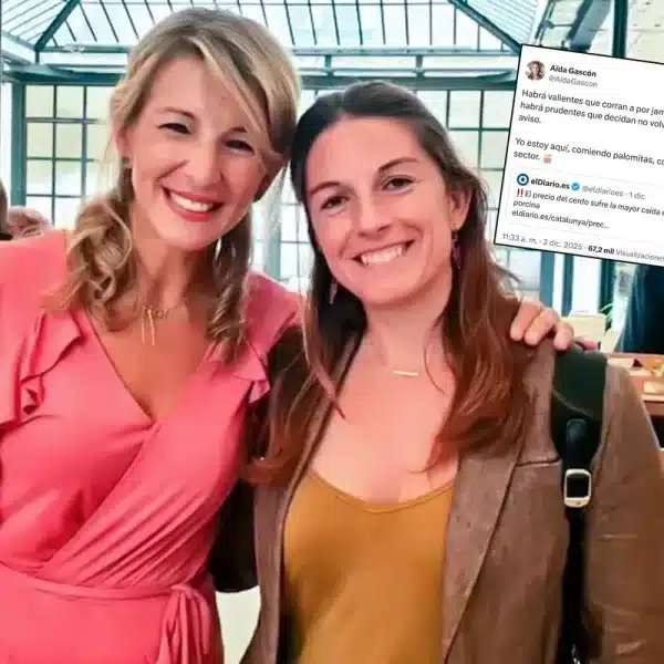 Yolanda Díaz y Aïda Gascón, autora del polémico mensaje.