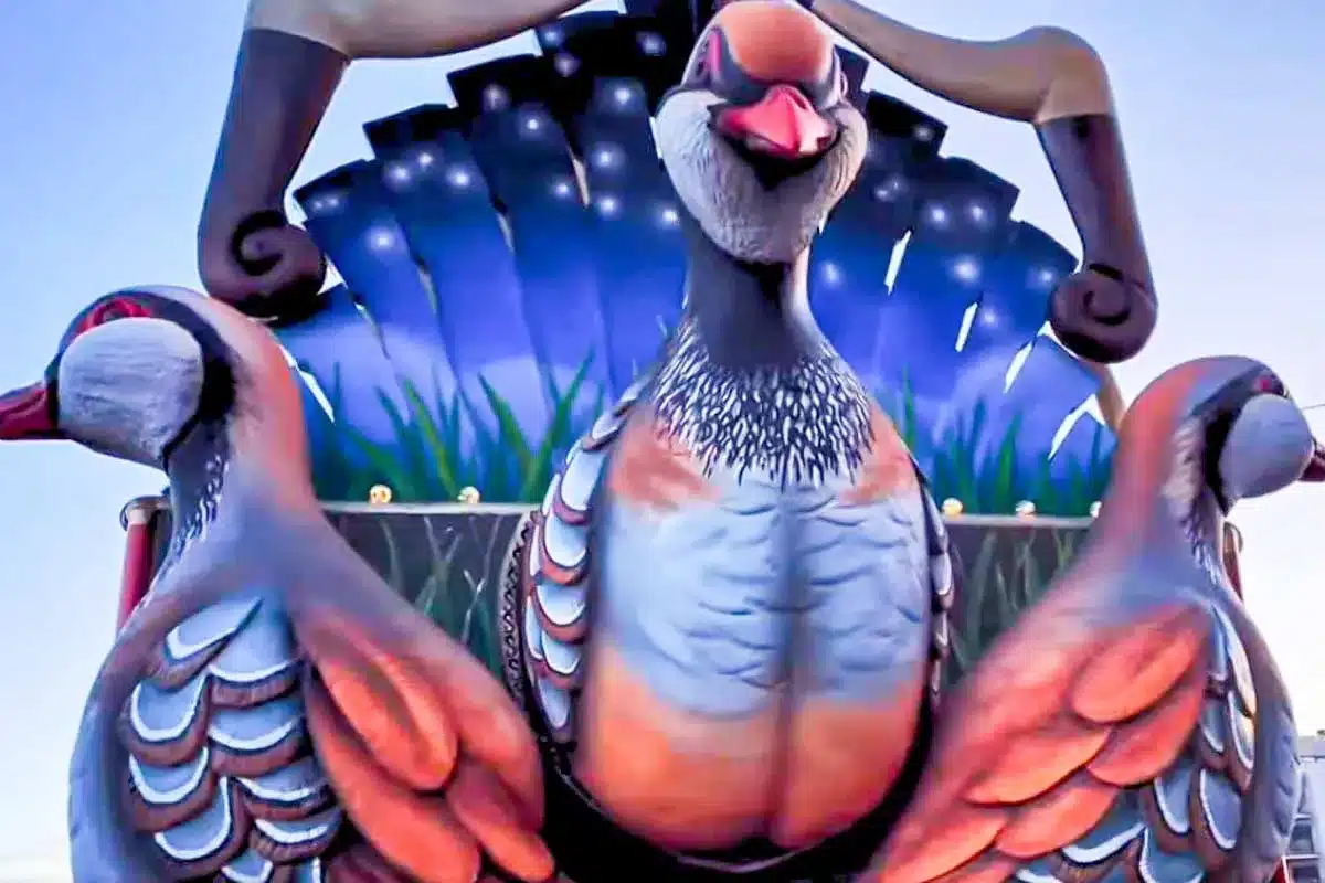 La carroza cinegética en la cabalgata de Badajoz.