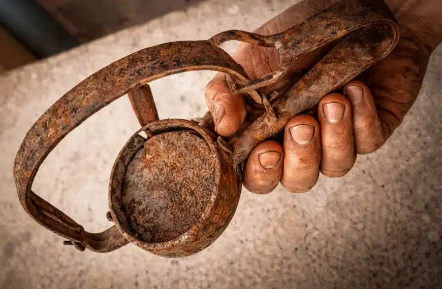 Recreación de un cepo de caza.