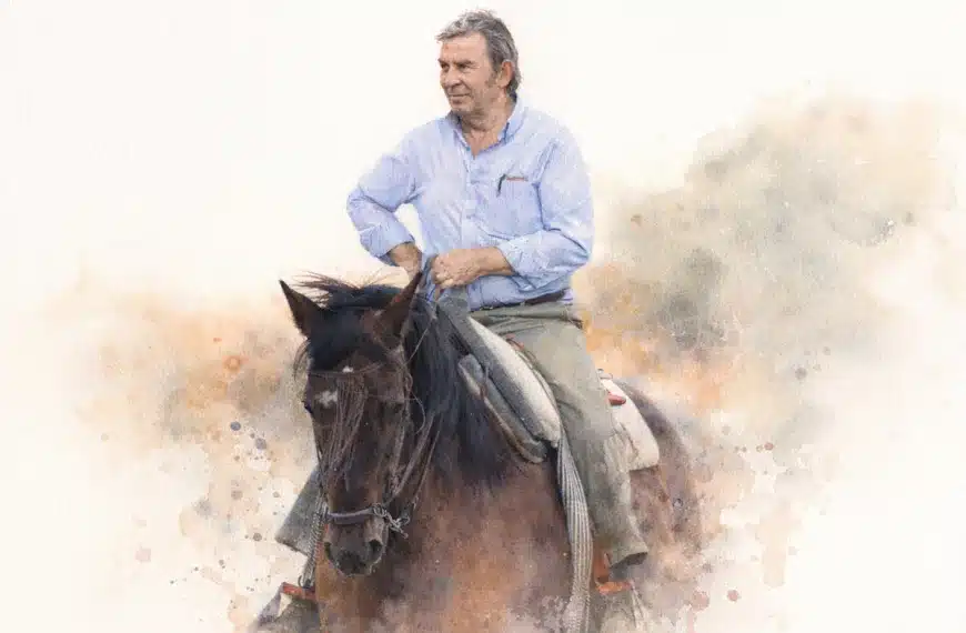 José María, a caballo.