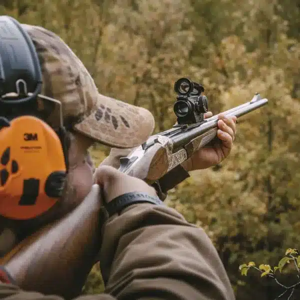 Un montero cazando con visor de punto rojo