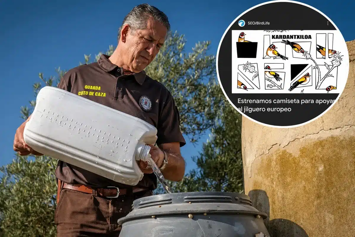 ecologistas estrenan camiseta cazadores echan agua campo