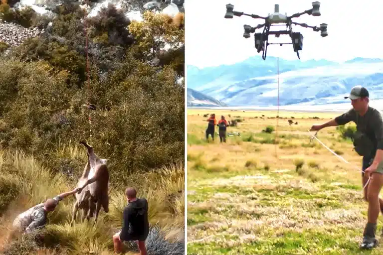 Dron saca piezas caza monte