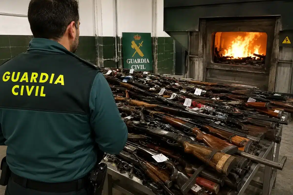 Guardia Civil queman armas