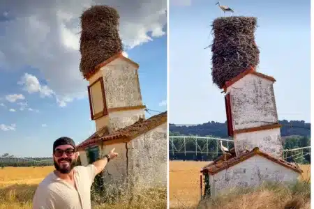 Dos imágenes de la "torre de Pisa" castellana.