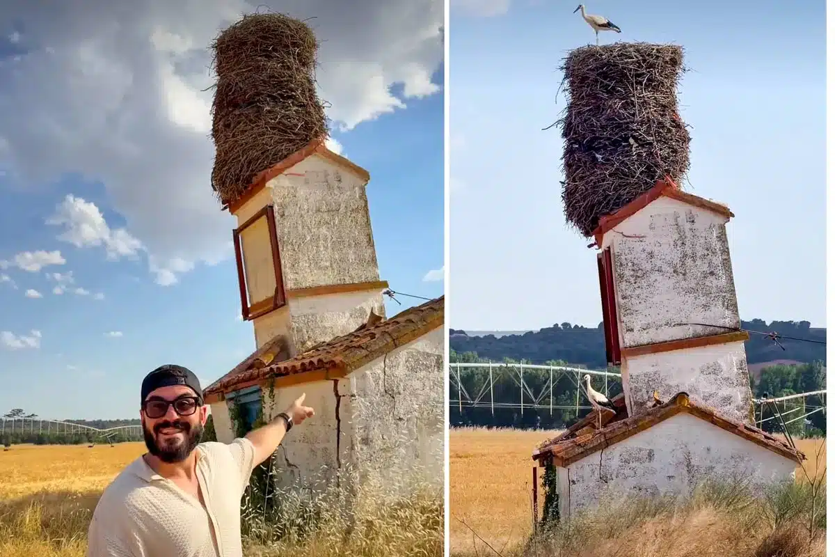 Dos imágenes de la "torre de Pisa" castellana.