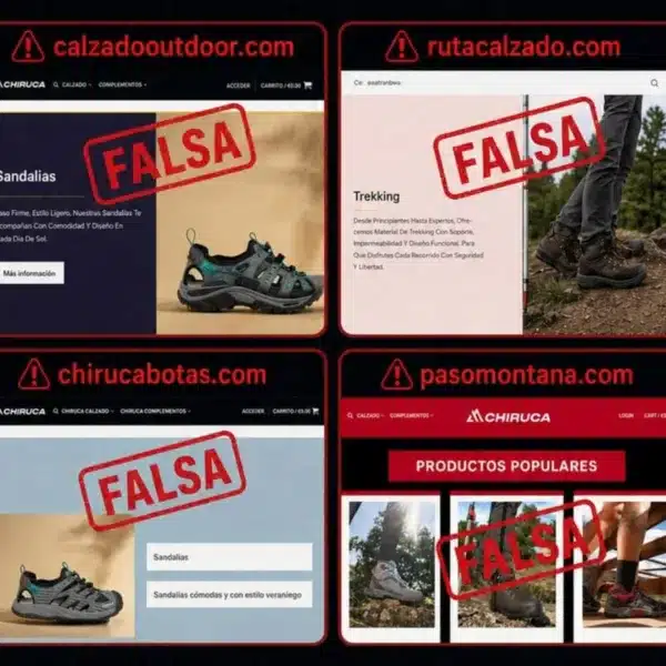 Mensaje de Chiruca alertando de cuatro webs falsas.