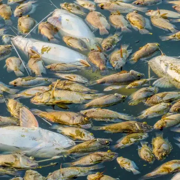 Peces muertos por un vertido químico.