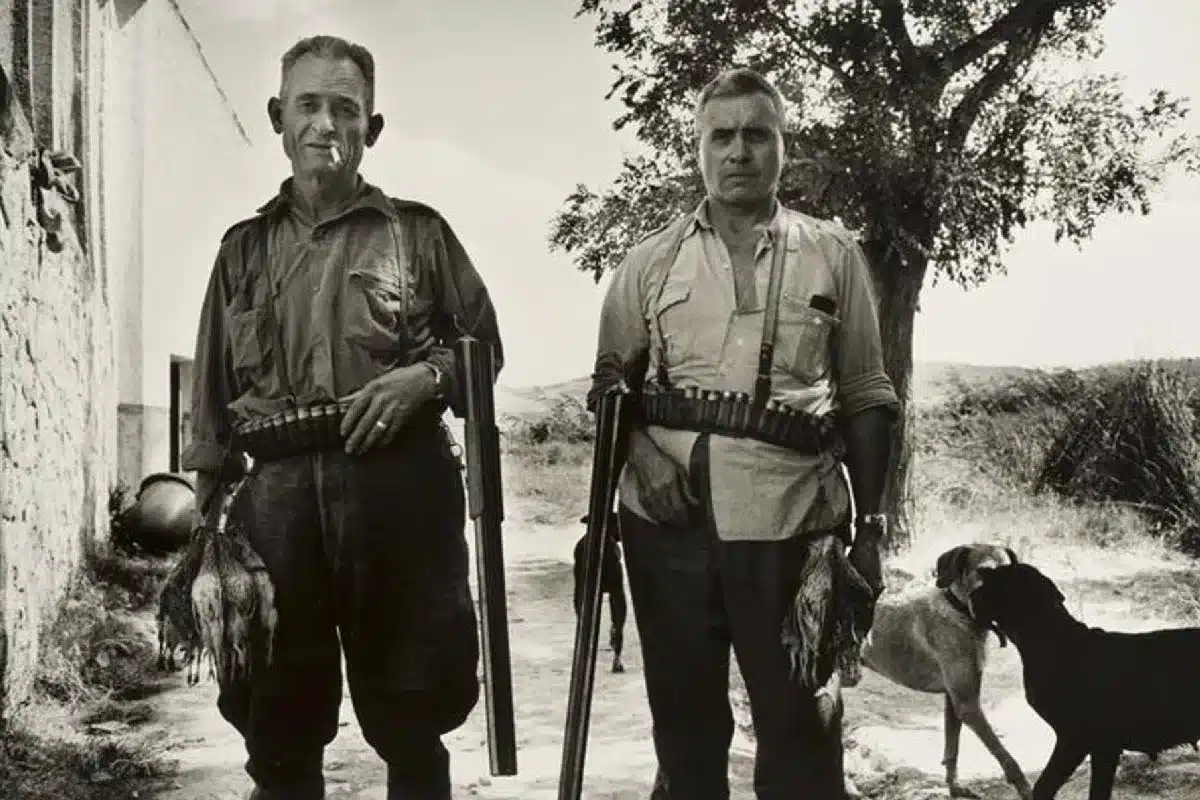Cazadores de codorniz en los años 60.