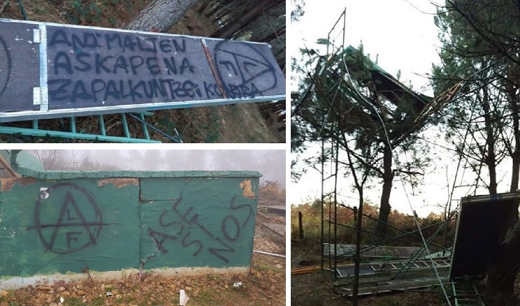 Ecoterroristas destrozan 25 torretas y varios puestos de caza en País Vasco y Navarra