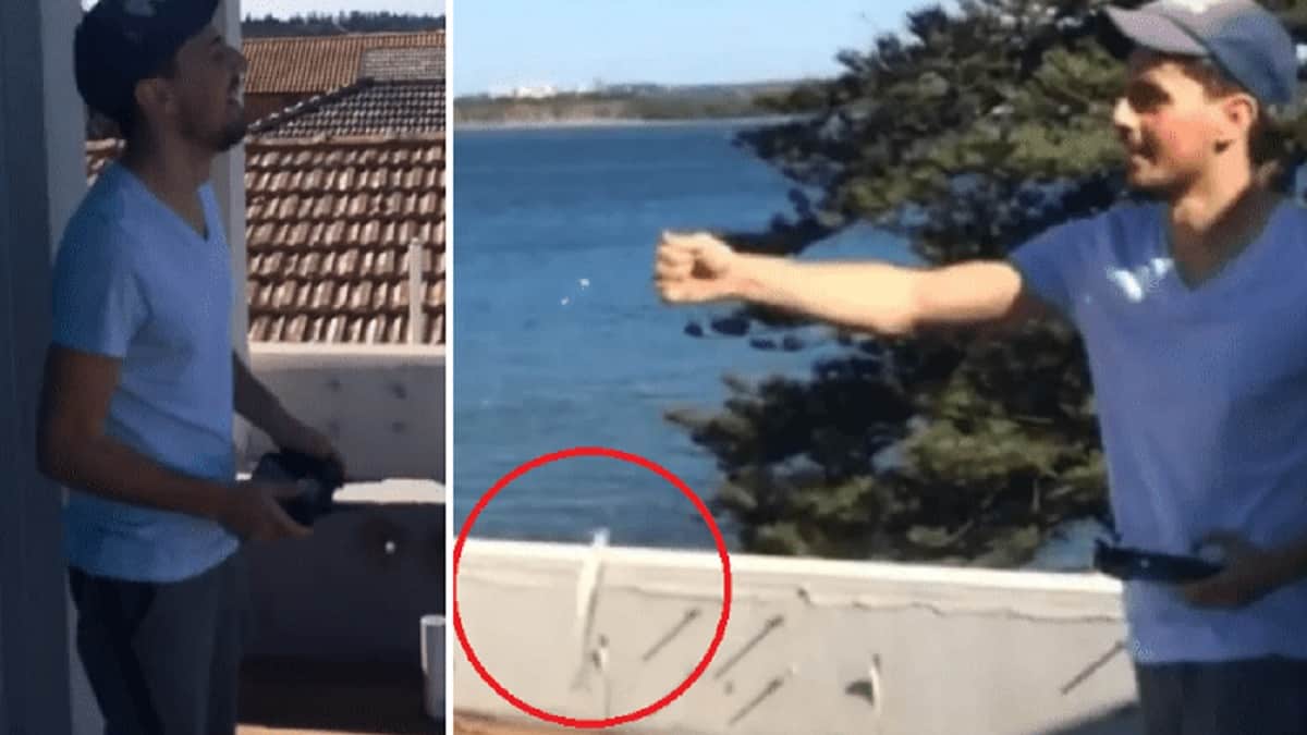 Utiliza un dron para pescar desde su ventana durante confinamiento