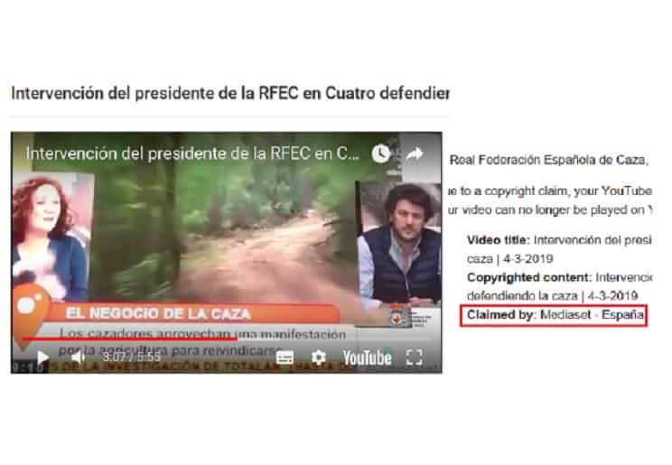 La RFEC denuncia que Mediaset «censura el vídeo en el que tumba a una anticaza»