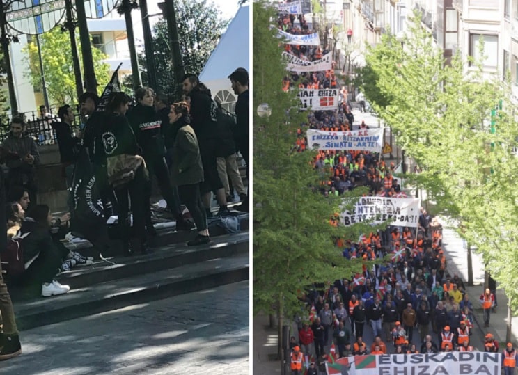 50 anticaza protestan frente a 15.000 cazadores en San Sebastián