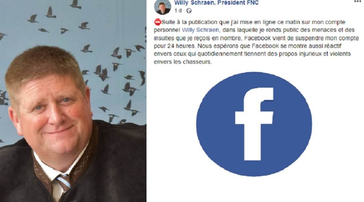 El presidente de los cazadores franceses recibe amenazas de muerte y Facebook cierra su cuenta temporalmente