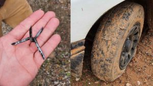 Pinchan las ruedas a una treintena de coches de cazadores en Córdoba