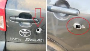 Una bala impacta en un coche en una montería y este vídeo muestra las consecuencias