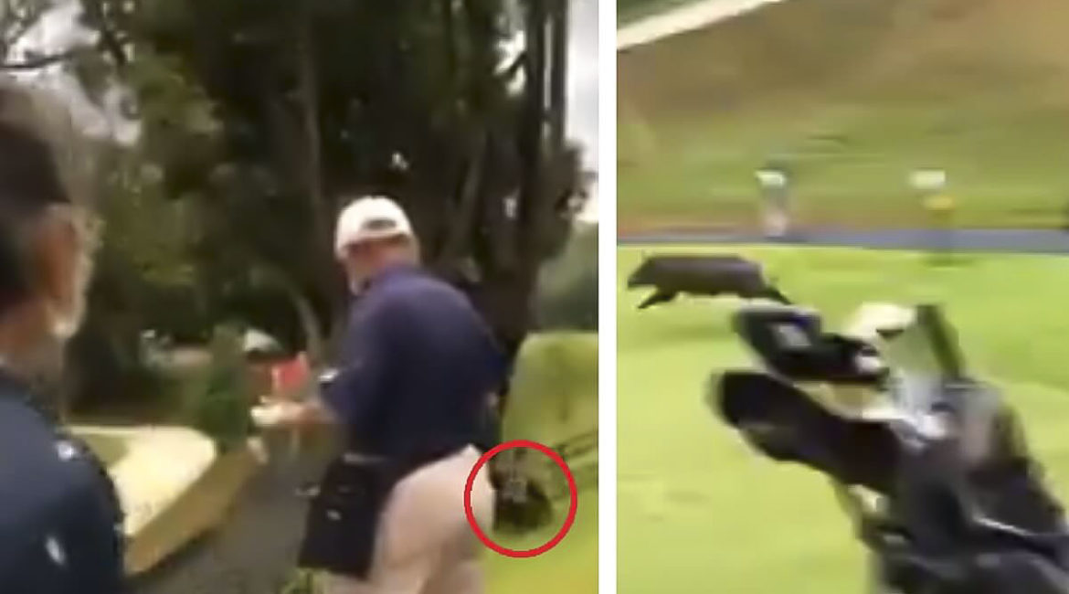 Un jabalí ataca a un golfista que se defiende con el palo